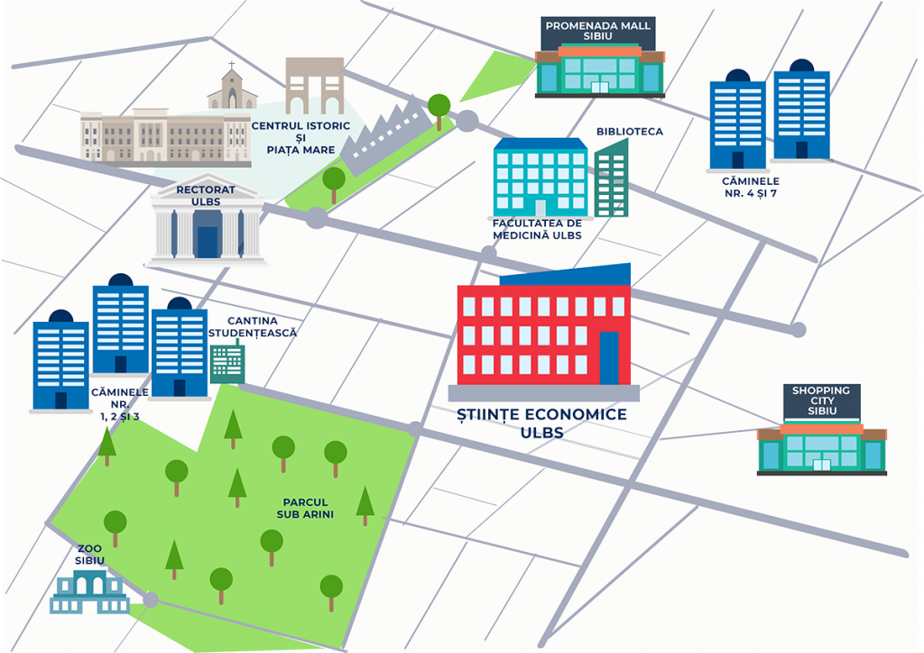 Harta campus Facultatea de Stiinte Economice ULBS Sibiu