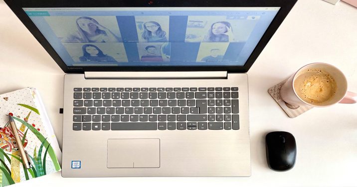 Online education on laptop
