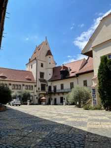 The specific architectural style found across the historical buildings of Sibiu