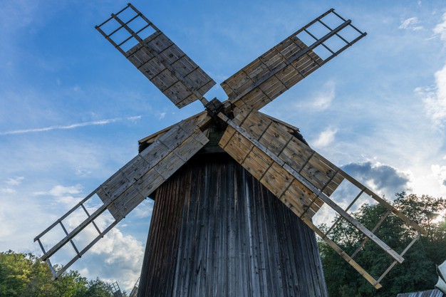 windmill in Sibiu for a sunny day outside 